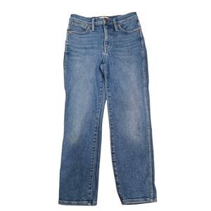 Madewell Stovepipe Jeans Womens 26 Blue Denim High Rise Straight Stretch Zip Fly